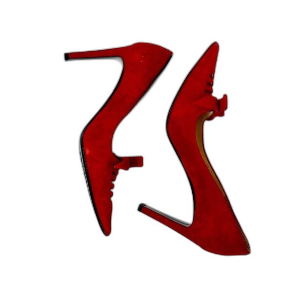 Creazione Taccetti Italian Red Suede Bow Detail Pointed Toe Heels Size 38.5/8US - Picture 15 of 15